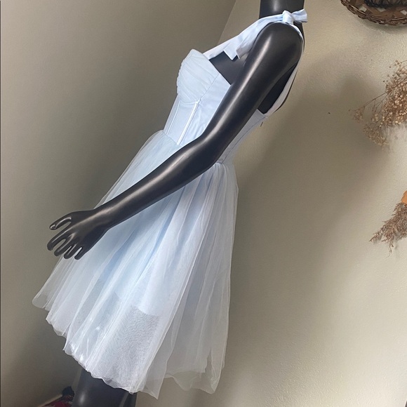 Showpo Sky Blue Dress with Tulle and Straps - Picture 6 of 14
